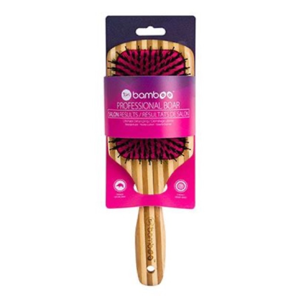 Tiri Pro Bamboo Paddle Brush Boar Bristles - pink